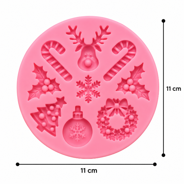 Producto - MOLDE SILICONA 9 FORMAS NAVIDAD ROSA