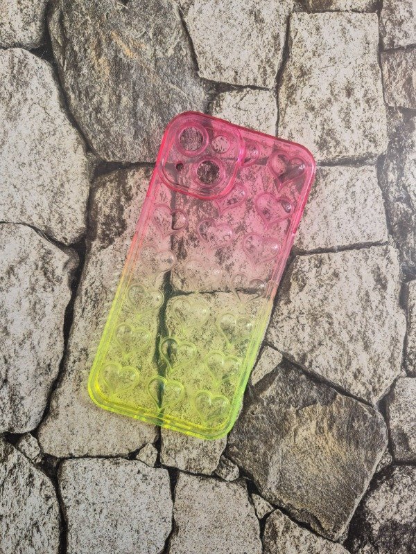 Producto - Funda tpu puffer corazon Iphone 13 rosa amarilla
