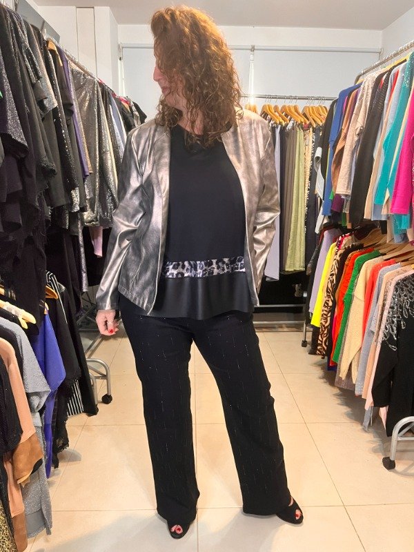 Producto - Chaqueta Engomada Plateada Elastizada - XL y XXL