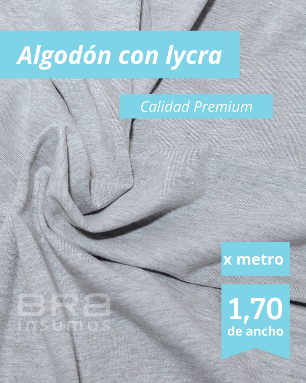 Producto - Algodón con Lycra Premium 1,7 m de Ancho - Gris Melange (x Metro)