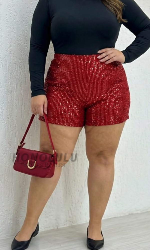 Producto - Short de Lentejuelas Rojo