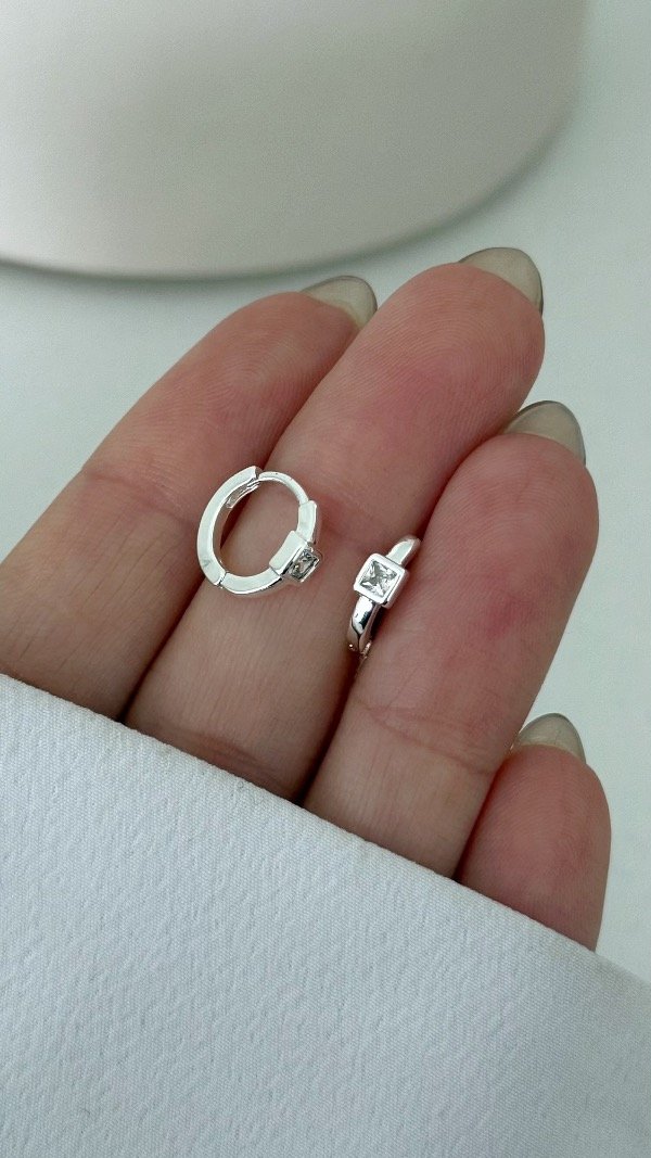 Producto - Argollas 11mm cubic cuadrado inc ACERO BLANCO
