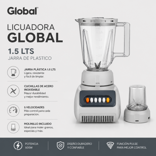 Producto - LICUADORA GLOBAL 1.5LTS JARRA DE PLASTICO