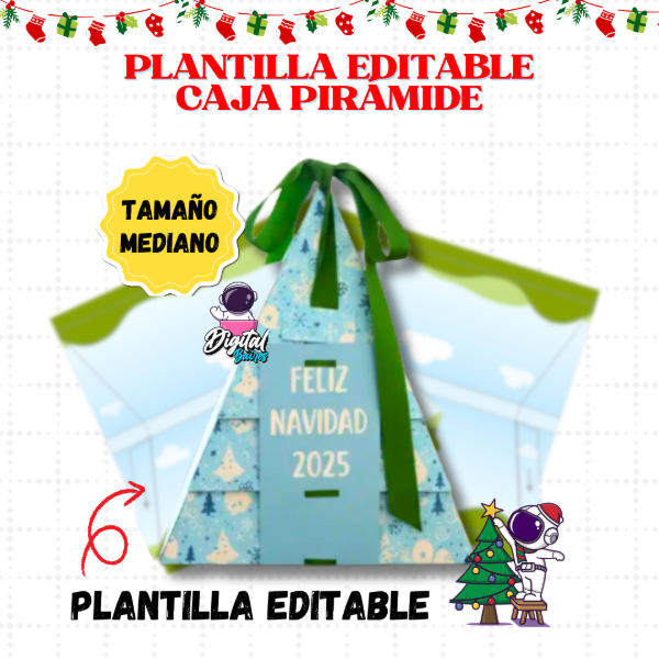 Producto - Plantilla Editable en Canva Caja Pirámide MEDIANA. DigitalBaires