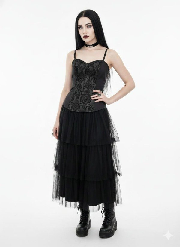 Producto - corset escote corazon brocato gris