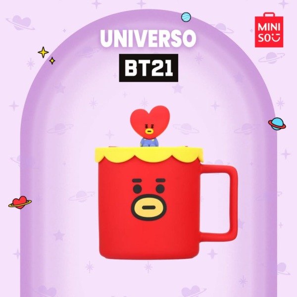 Producto - Taza de cerámica con tapa de silicona BT21 TATA (MINISO OFICIAL)
