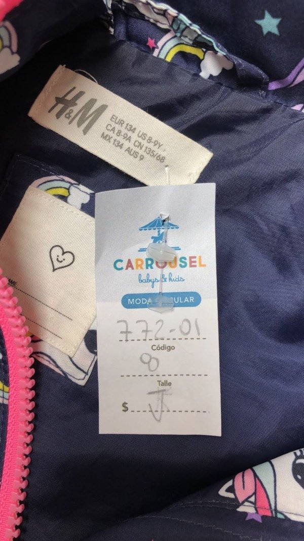 Producto - Rompevientos azul con unicornios HyM 8 años - 4