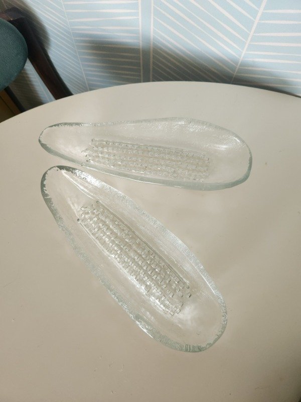 Producto - Par de Fuentes de Vidrio Prensado