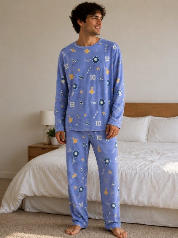 Producto - Pijama art 7110  plush celeste