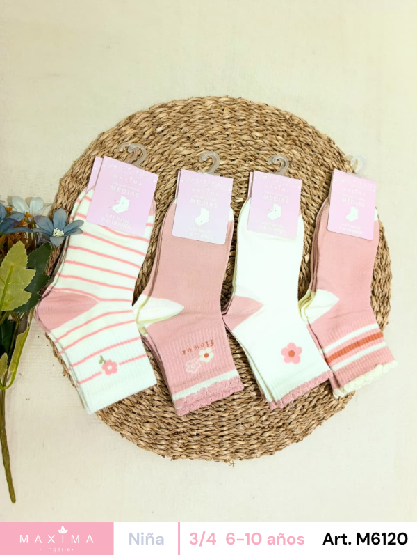 Producto - Art. M6120 - MAXIMA- Docena Medias 3/4 Algodon Estampado