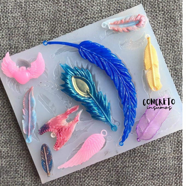 Producto - MOLDE DE SILICONA 10 PLUMAS Y ALAS