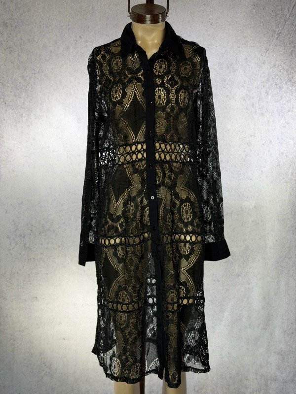 Producto - VESTIDO CAMISA ENCAJE NEGRO PREMIUM