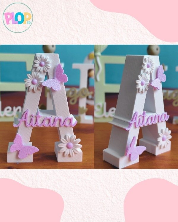 Producto - Letra de 8cm con adorable FLORES Y MARIPOSAS - 0