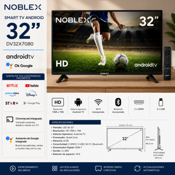 Producto - SMART TV NOBLEX 32" LED ANDROID TV DV32X7080