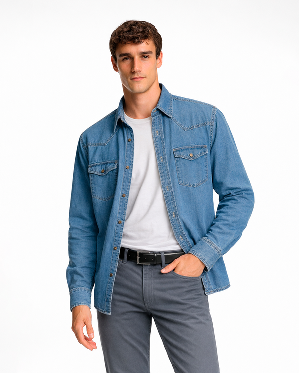 Producto - 025 - Camisa Jean 2 Bolsillos con Tapa