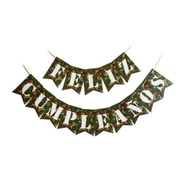 Producto - Banderin FELIZ CUMPLEAÑOS tematica camuflado