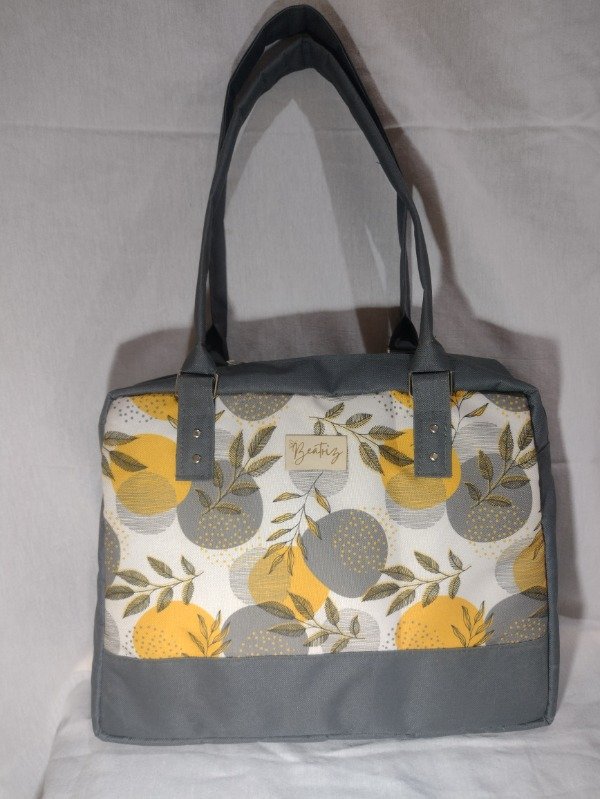 Producto - Cartera Gris hojas circulos