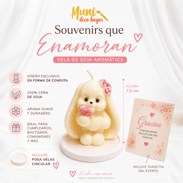 Producto - Vela conejita c/posavelas x10 unidades
