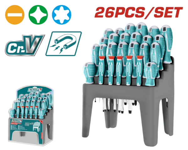Producto - JUEGO DE DESTORNILLADORES (26 PZS) CRV - TOTAL
