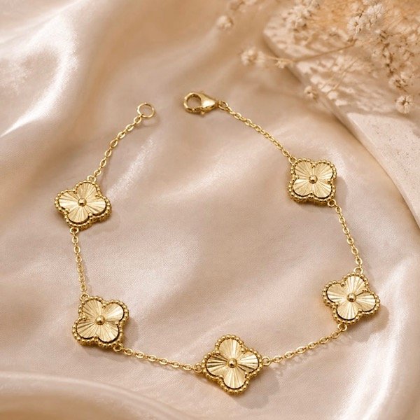 Producto - Pulsera Trebol macizó de Plata 925 Dorado