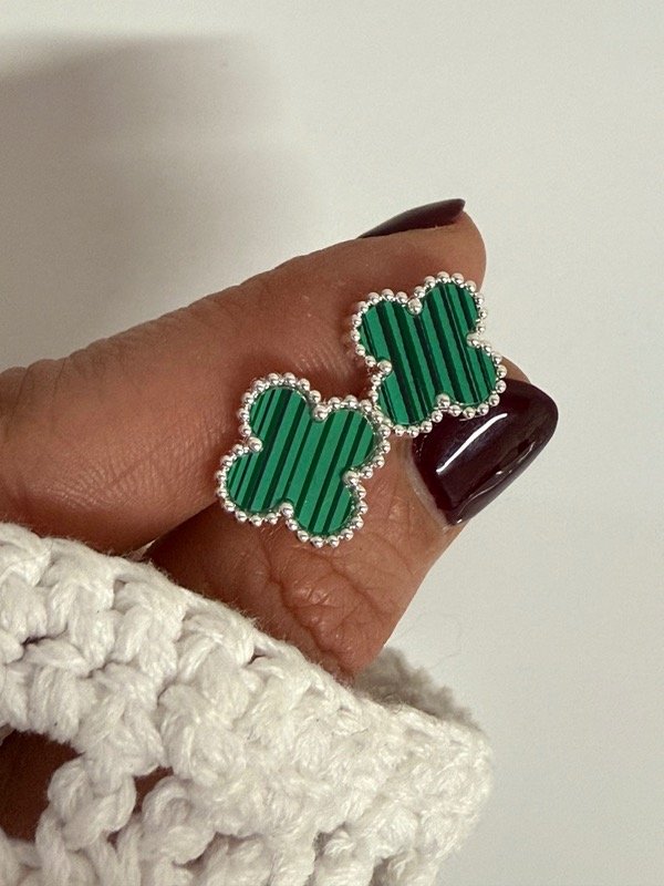 Producto - AB1539 Aros Van Cleef color verde acero blanco