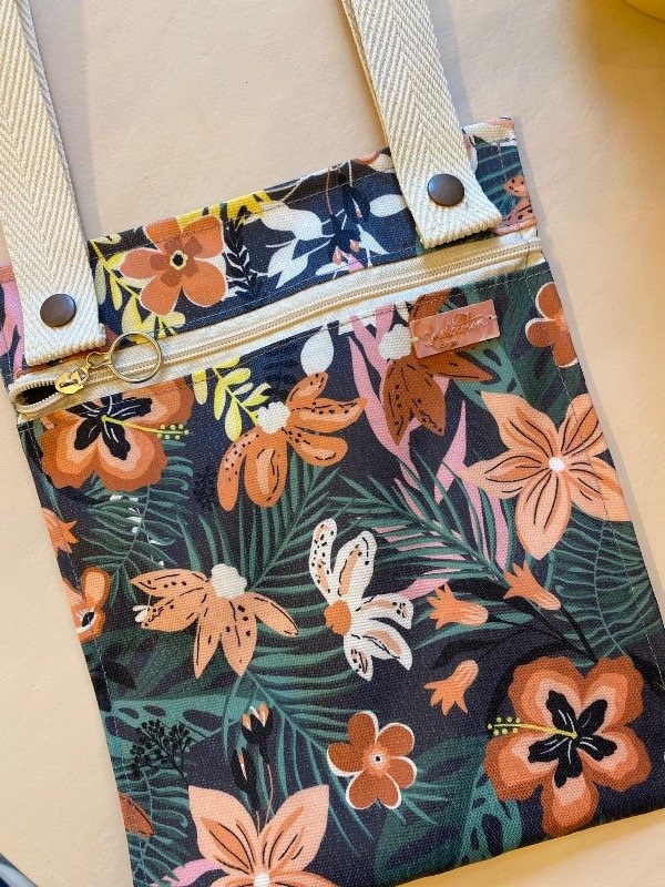 Producto - Bolsillero para reposera simple flores fdo oscuro