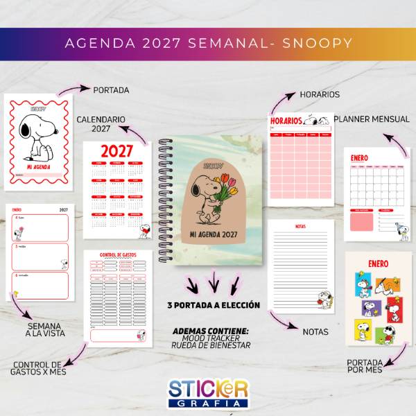 Producto - Agenda 2027 Semanal Snoopy