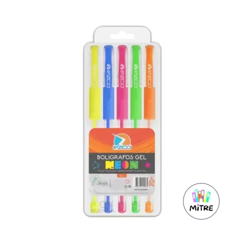 Producto - Lapiceras de color Ezco Neón Gel x 5