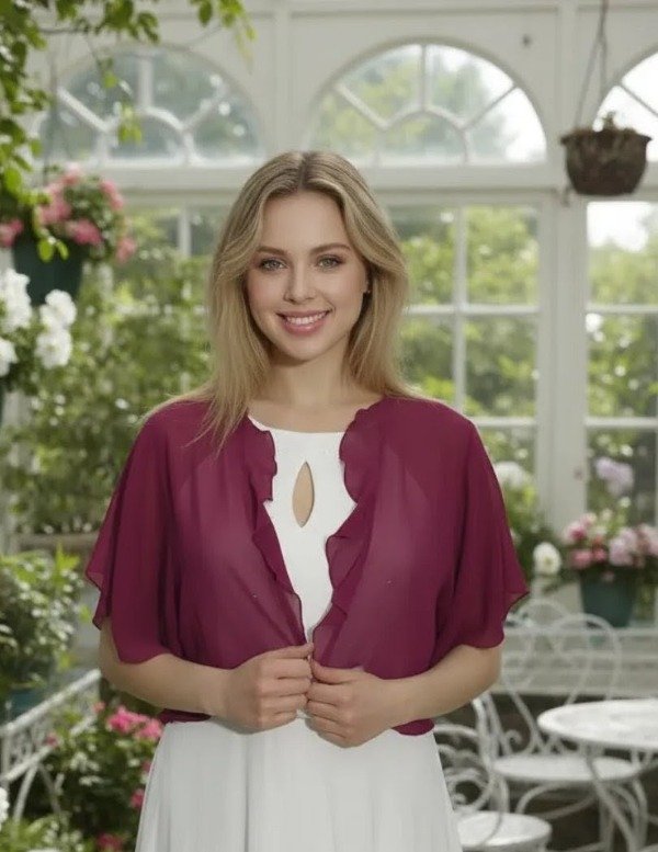 Producto - Manga bolero magenta gasa corta con volados