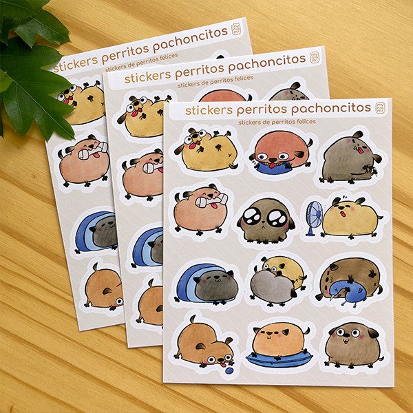 Producto - Stickers plancha - Perritos pachoncitos