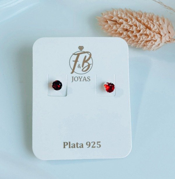 Producto - Aros Pasantes Small Rojos Plata 925