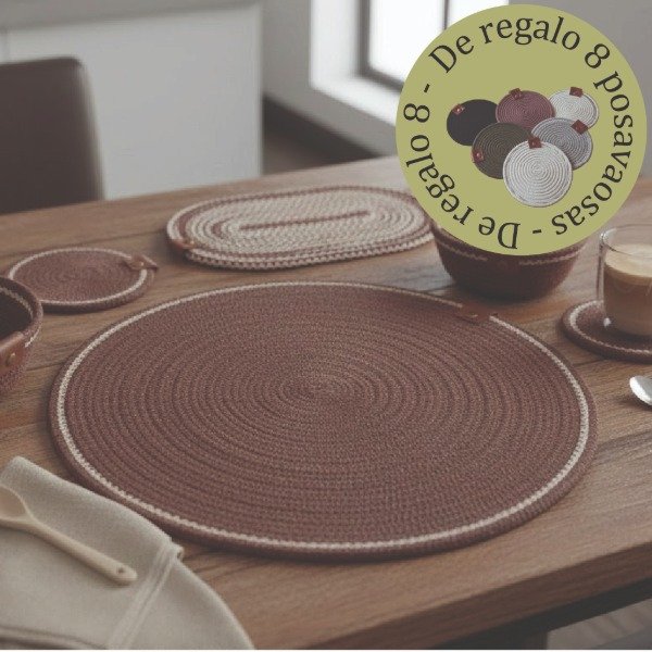 Producto - Plato de sitio x 8 + Posavasos de regalo