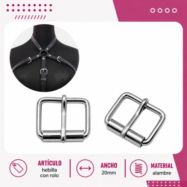 Producto - Hebilla con rolo 20mm alambre (por unidad)