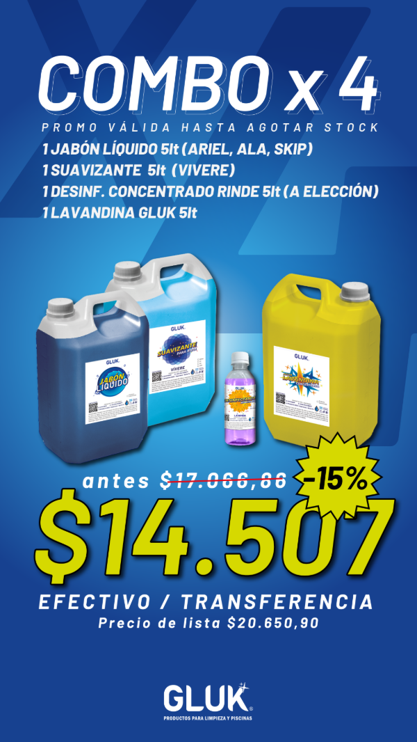 Producto - COMBO x4 -15dto (Jabon Liq., Suav. Vivere, Desinf. Conc.250ml, Lavandina)
