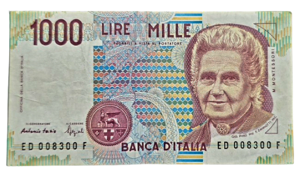 Producto - Italia 1000 Liras (1990) Obra: Niños en el Taller Pick.114a1 VF