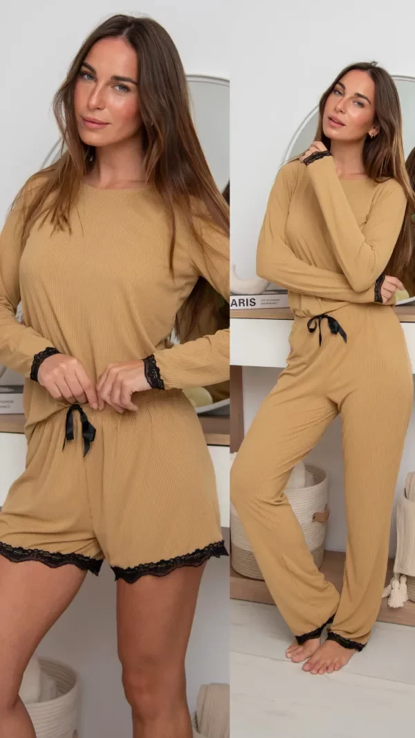 Producto - PIJAMA COMFY TOSTADO (3 piezas) - COD 4618