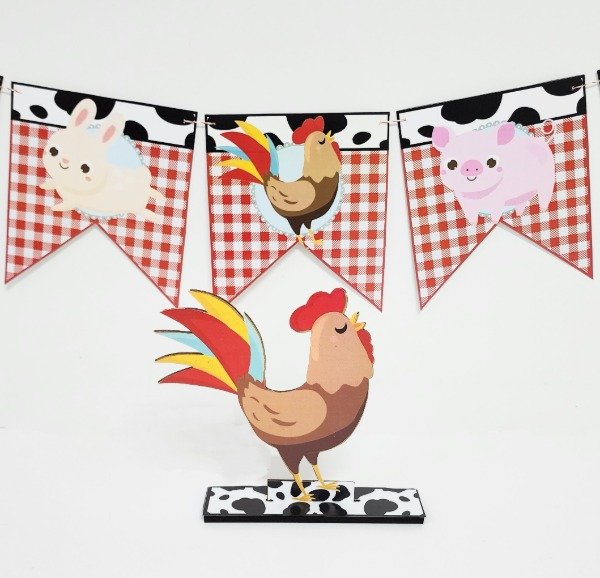 Producto - Animales de la Granja Centro De Mesa o Adorno para Torta/ Gallo