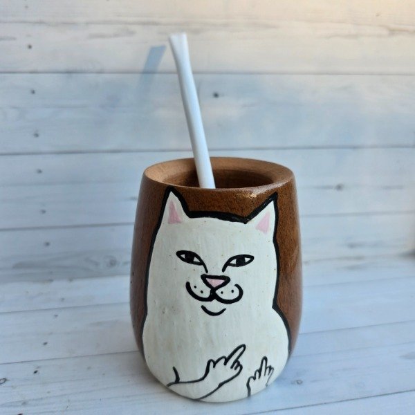 Producto - Mate Gato Blanco Fuck You
