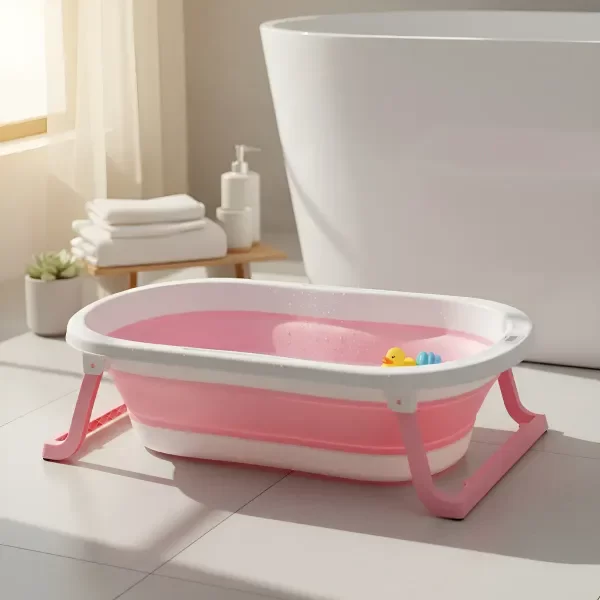 Producto - Bañera Plegable Antideslizante 72x46x20cm Capacidad 24litros ROSA