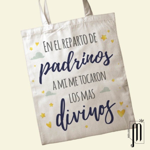 Bolsa de tela con manija Personalizada padrinos