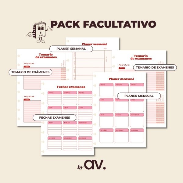 Producto - Pack universitario para agenda o cuaderno