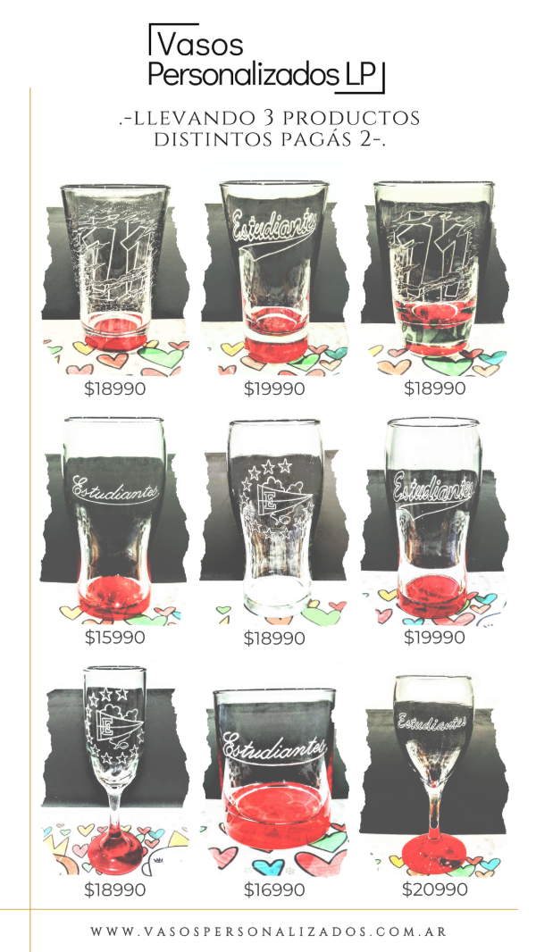 Producto - Stock en 3 X 2 - Vasos de Estudiantes de La Plata