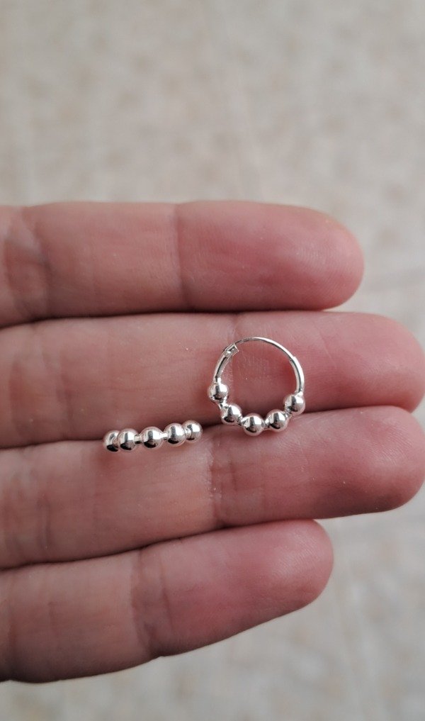 Producto - Argollitas de Plata 12mm con 5 Bolitas (por unidad)