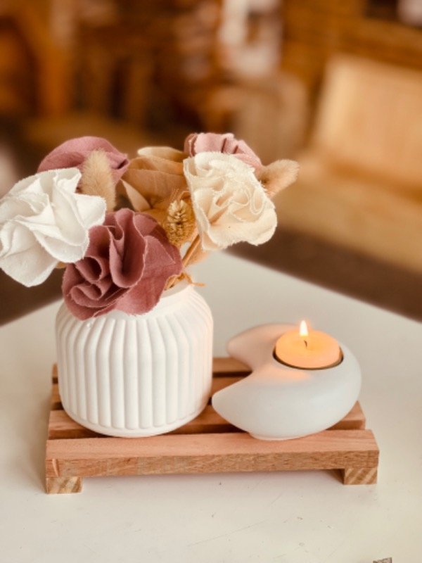Producto - Porta vela luna yeso