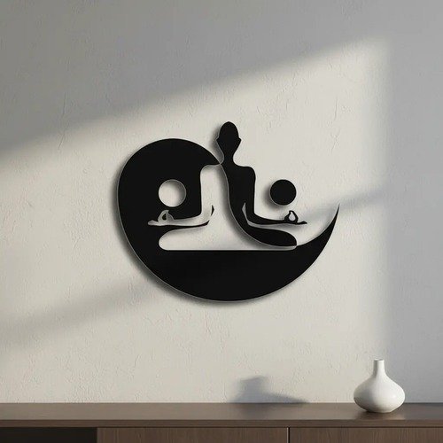 Producto - Cuadro Buda Ying Yang Meditación Yoga Madera Mdf 75x60 Cm - 0
