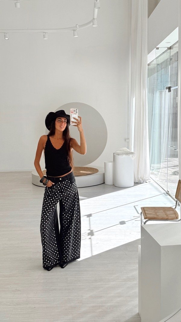 Producto - JEAN WIDE DENIM TACHAS