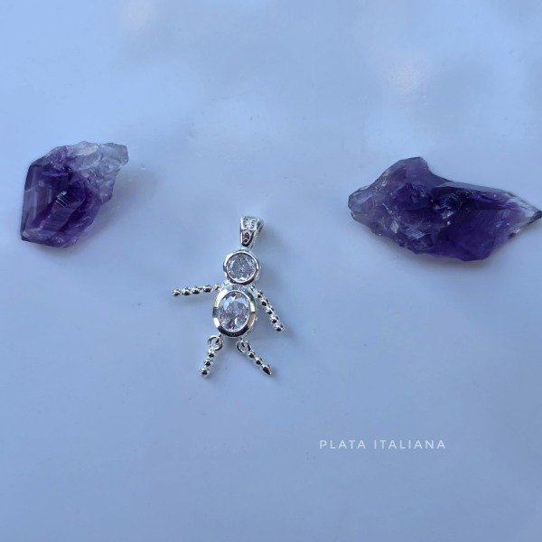 Producto - Dije italiano niño cubic piedra blanca