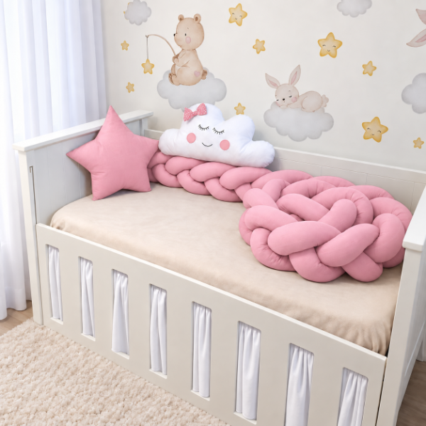 Producto - Set de Chichoneras para Cuna Paulina (Rosa Bebe) - 2