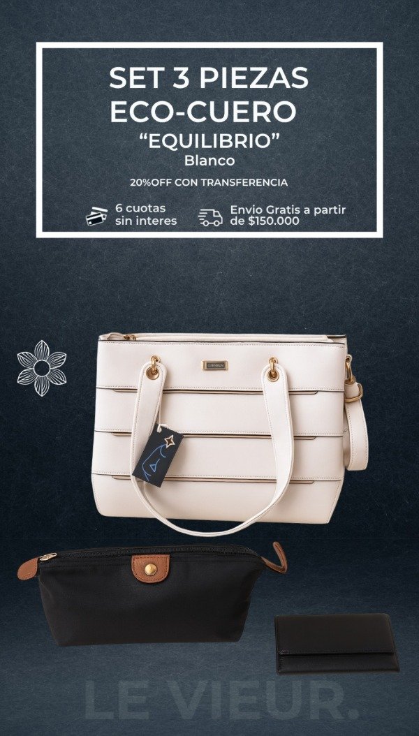 Producto - SET 3 PIEZAS ECO-CUERO "EQUILIBRIO" CREMA