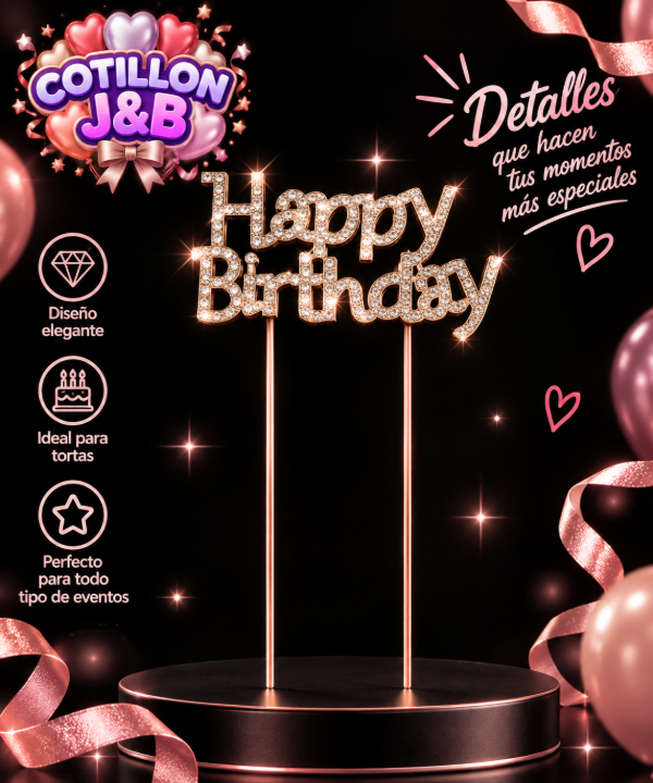 Producto - happy birthay metal rosa